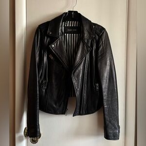 Black Rivet genuine leather cropped moto jacket size S